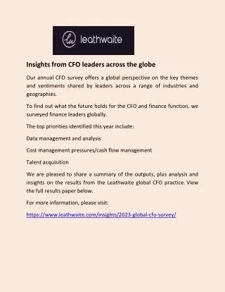 Global CFO Insights - Leathwaite