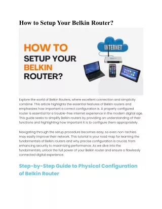 How to Setup Your Belkin Router