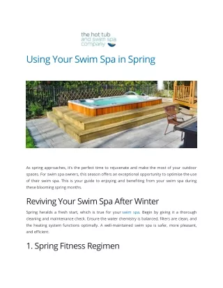 Using Your Swim Spa in Spring - The Hot Tub and Swim Spa Company