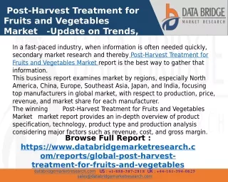 Post-Harvest Treatment for Fruits and Vegetables