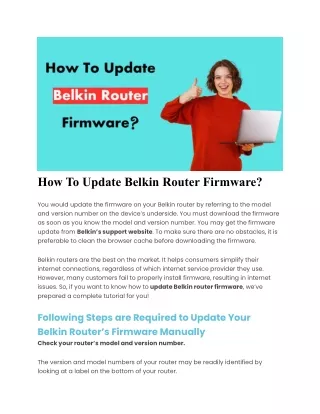 How To Update Belkin Router Firmware