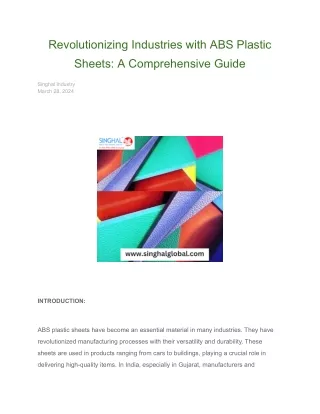 Revolutionizing Industries with ABS Plastic Sheets_ A Comprehensive Guide