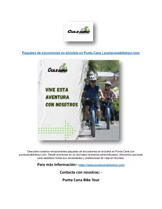 Paquetes de excursiones en bicicleta en Punta Cana | puntacanabiketour.com