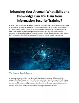 Enhancing Your Arsenal: What Skills and Knowledge Can You Gain from Information