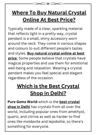 Where To Buy Natural Crystal Online At Best Price