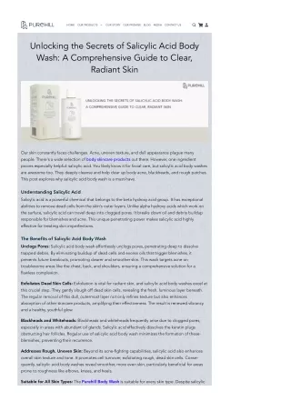 Radiant Skin with Salicylic Acid Body Wash Unveiling Secrets