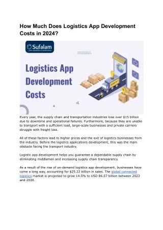 How Much Does Logistics App Development Costs