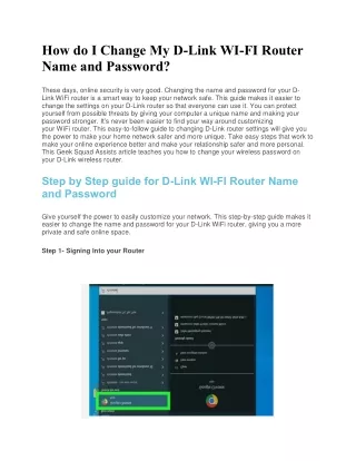 how  to change dlink  wifi name and password