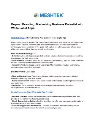 Beyond Branding_ Maximizing Business Potential with White Label Apps