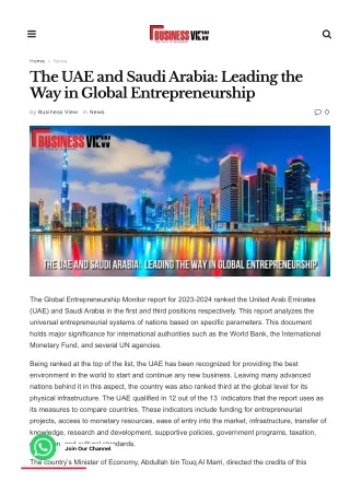 The UAE and Saudi Arabia Leading the Way in Global Entrepreneurship