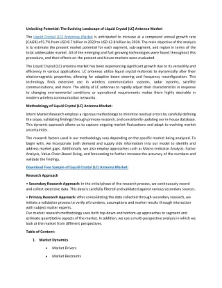 Liquid Crystal (LC) Antenna Market | Future Growth Aspect Analysis to 2030