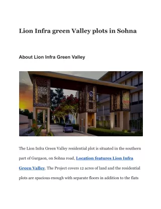 Lion Infra green Valley plots in Sohna