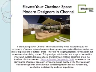 Elevate Your Outdoor Space: Modern Designers in Chennai