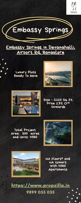 Embassy Springs Luxury Plots in Devanahalli, Airport Rd, Bangalore