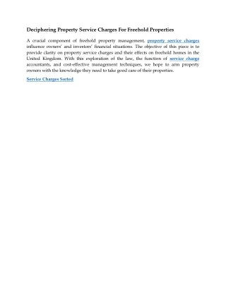 Deciphering Property Service Charges For Freehold Properties (1)
