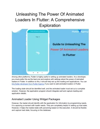 Guide to Unleashing The Power Of Animated Loaders In Flutter