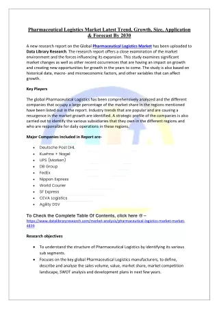 Pharmaceutical Logistics Market