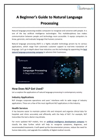 A Beginner’s Guide to Natural Language Processing