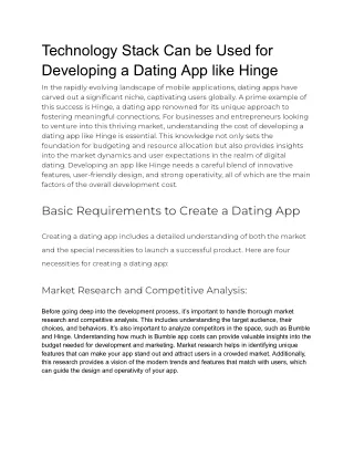 Technology Stack Can be Used for Developing a Dating App like Hinge