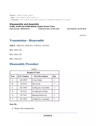 Caterpillar Cat 914M Compact Wheel Loader (Prefix H24) Service Repair Manual Instant Download (H2400001 and up)