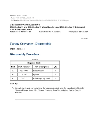 Caterpillar Cat 950G II Wheel Loader (Prefix AXR) Service Repair Manual Instant Download (AXR00001 and up)