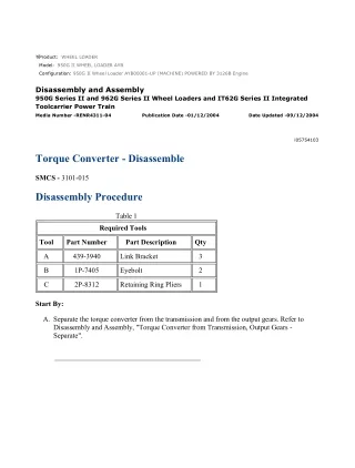 Caterpillar Cat 950G II Wheel Loader (Prefix AYB) Service Repair Manual Instant Download (AYB00001 and up)