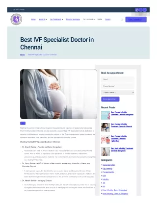 Best IVF Specialist Doctor in Chennai | Kiran Infertility Centre