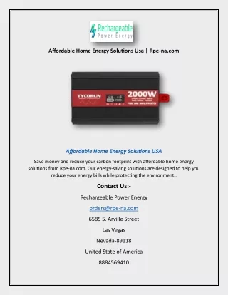 Affordable Home Energy Solutions Usa