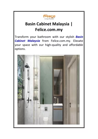 Basin Cabinet Malaysia  Felice.com.my