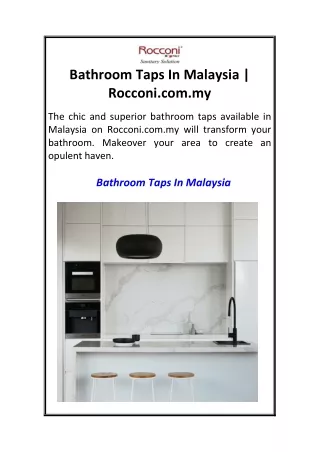 Bathroom Taps In Malaysia  Rocconi.com.my