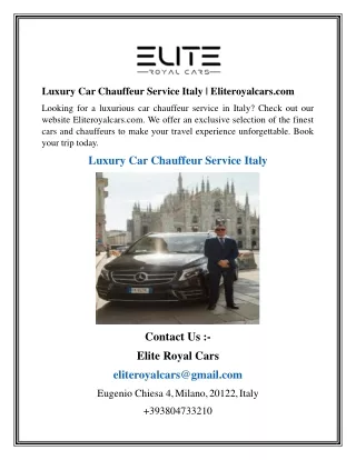 Luxury Car Chauffeur Service Italy