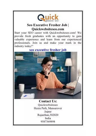 Seo Executive Fresher Job  Quickwebsiteseo.com