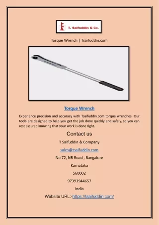 Torque Wrench | Tsaifuddin.com