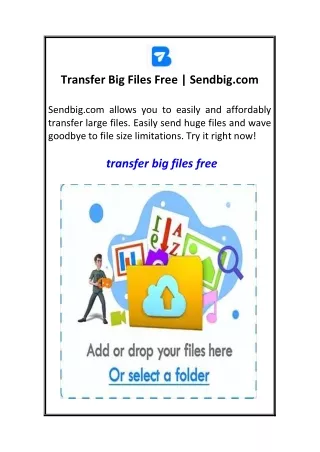 Transfer Big Files Free Sendbig.com