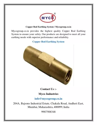 Copper Rod Earthing System   Mycogroup.co.in