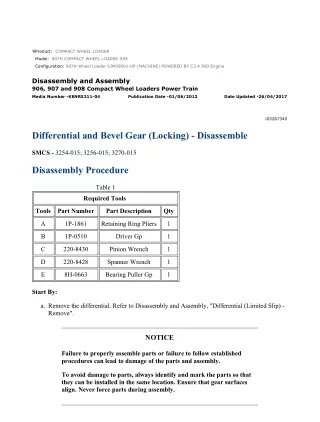 Caterpillar Cat 907H COMPACT Wheel Loader (Prefix SJM) Service Repair Manual Instant Download (SJM00001 and up)