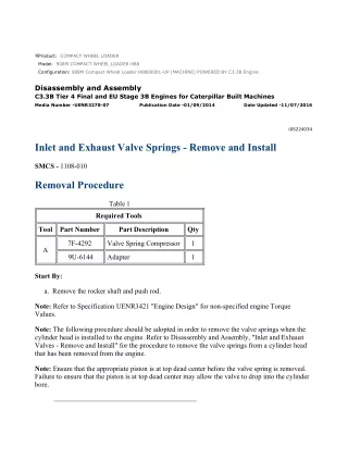 Caterpillar Cat 908M Compact Wheel Loader (Prefix H88) Service Repair Manual Instant Download (H8800001 and up)