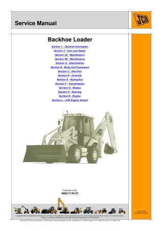 JCB 2CX BACKHOE LOADER Service Repair Manual SN（930000 Onwards）