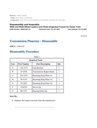 Caterpillar Cat 950G Wheel Loader (Prefix 8JW) Service Repair Manual Instant Download (8JW00001 and up)