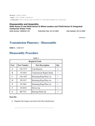 Caterpillar Cat 962G II Wheel Loader (Prefix AXY) Service Repair Manual Instant Download (AXY00001 and up)