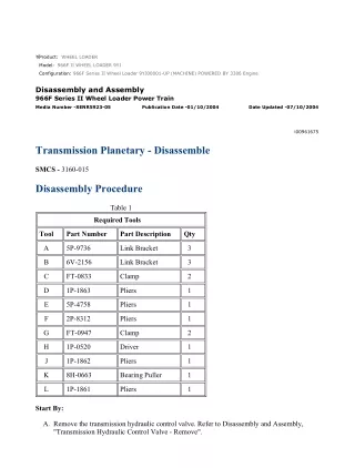 Caterpillar Cat 966F II Wheel Loader (Prefix 9YJ) Service Repair Manual Instant Download (9YJ00001 and up)