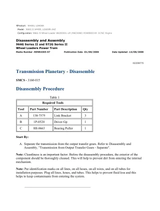 Caterpillar Cat 966G II Wheel Loader (Prefix ANZ) Service Repair Manual Instant Download (ANZ00001 and up)