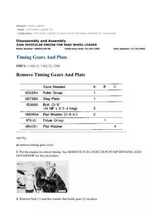 Caterpillar Cat 970F WHEEL LOADER (Prefix 7PL) Service Repair Manual Instant Download (7PL00001-00195)