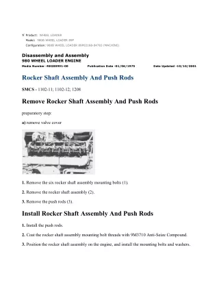 Caterpillar Cat 980B WHEEL LOADER (Prefix 89P) Service Repair Manual Instant Download (89P02168-04783)