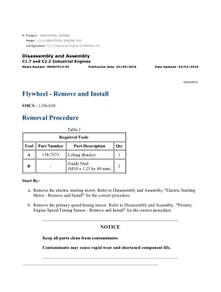 Caterpillar Cat C2.2 Industrial Engine (Prefix G43) Service Repair Manual Instant Download (G4300001 and up)