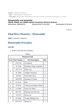 Caterpillar Cat CB64B Vibratory Compactor (Prefix 477) Service Repair Manual Instant Download (47700001 and up)