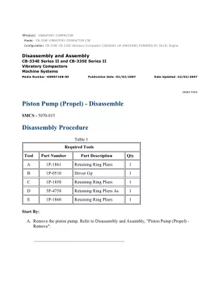 Caterpillar Cat CB-334E Vibratory Compactor (Prefix C3E) Service Repair Manual Instant Download (C3E00001 and up)