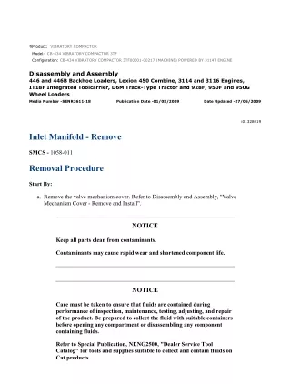 Caterpillar Cat CB-434 VIBRATORY COMPACTOR (Prefix 3TF) Service Repair Manual Instant Download (3TF00001-00217)