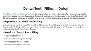 Dental Tooth Filling In Dubai