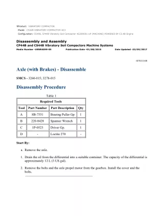 Caterpillar Cat CS44B, CP44B Vibratory Soil Compactor (Prefix 4G3) Service Repair Manual Instant Download (4G300001 and